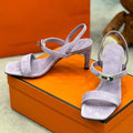 Hermes Glamour 75 Sandal Purple Suede