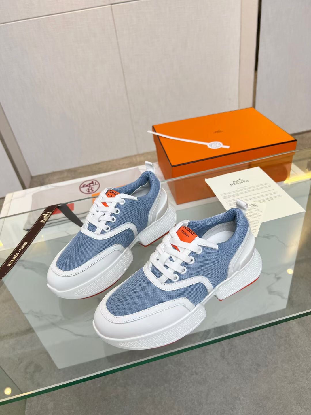 Hermes Giga Sneaker Sky Mix White Calfskin