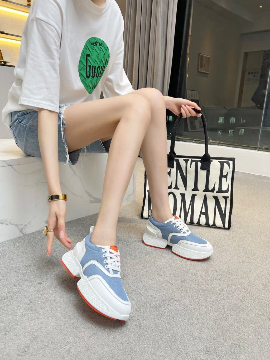 Hermes Giga Sneaker Sky Mix White Calfskin