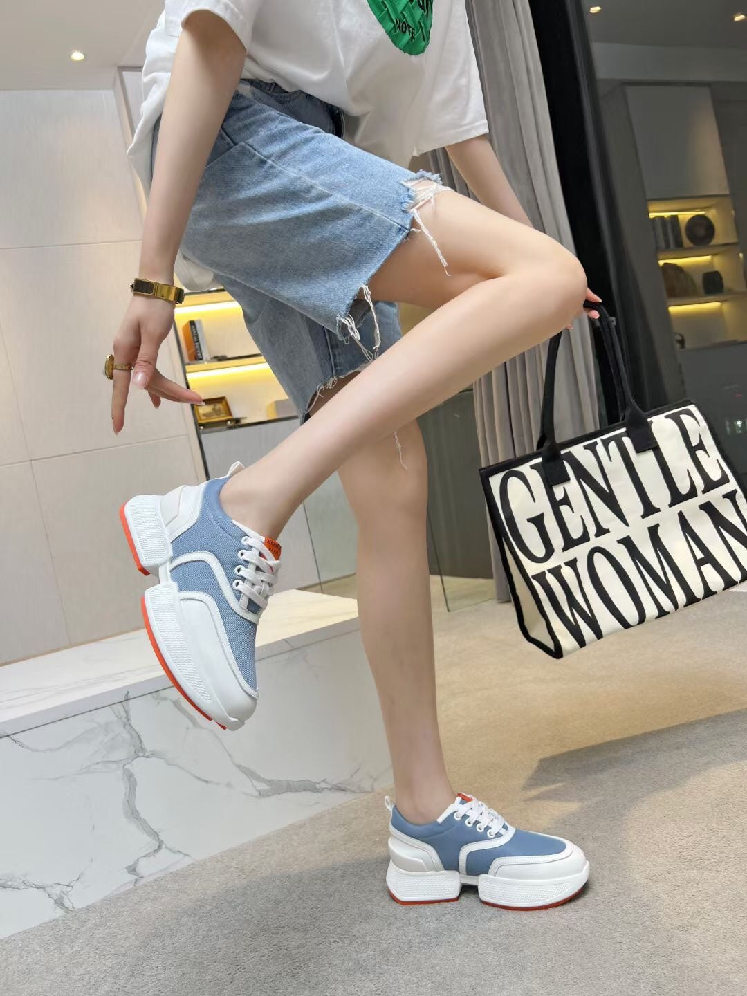 Hermes Giga Sneaker Sky Mix White Calfskin