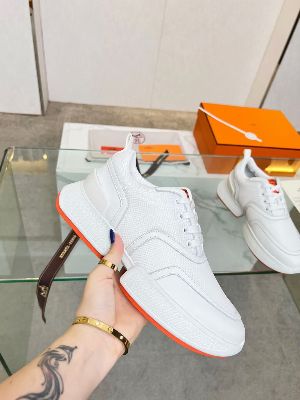 Hermes Giga Sneaker White Calfskin