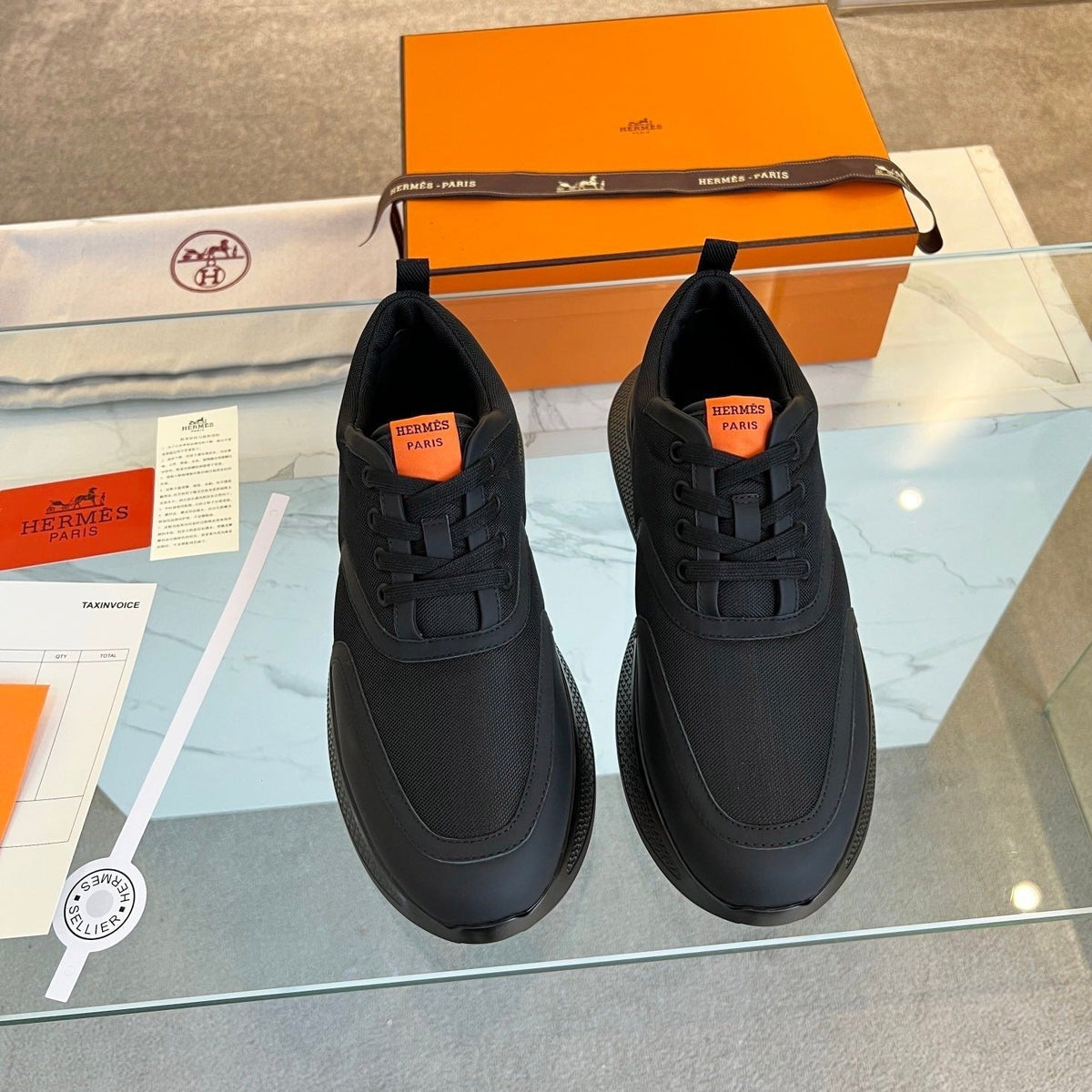 Hermes Giga Sneaker Black Calfskin