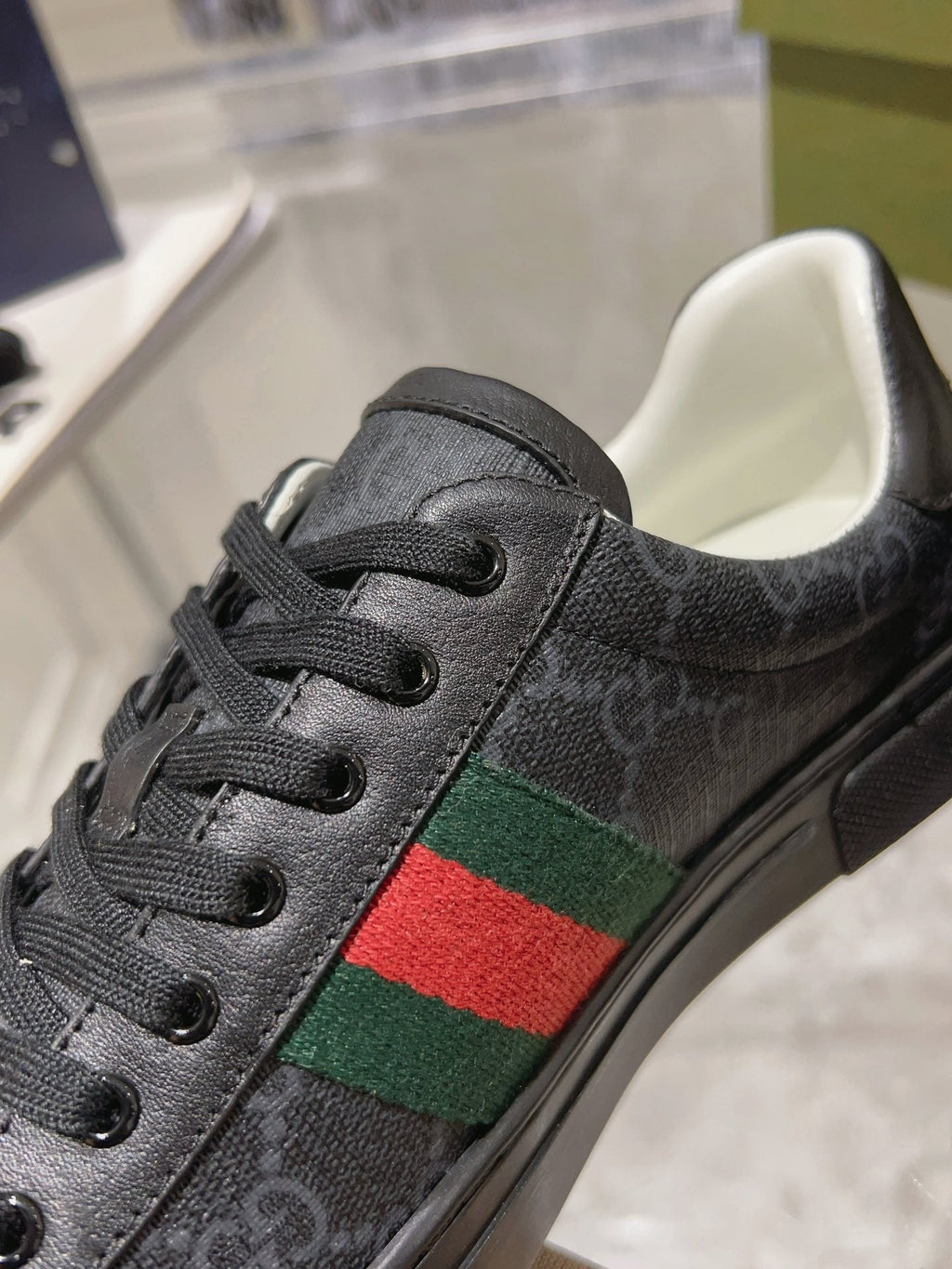 Gucci Ace Supreme Trainer Black Calfskin with Patterns