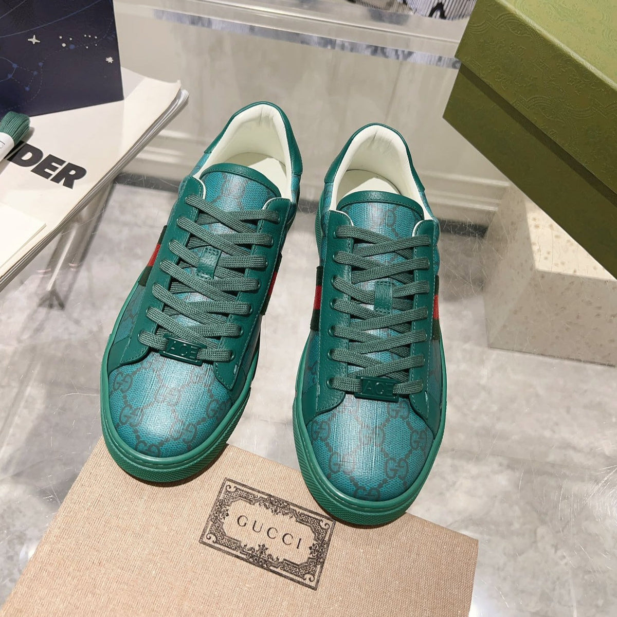 Gucci Ace Supreme Trainer Ocean Calfskin
