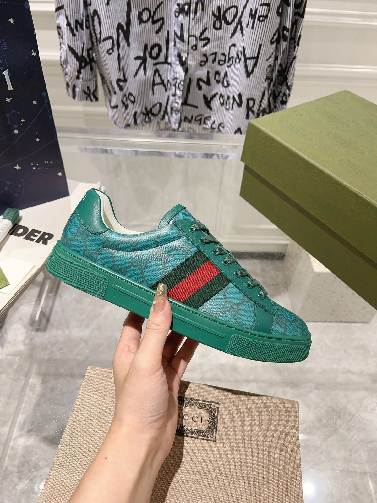 Gucci Ace Supreme Trainer Ocean Calfskin