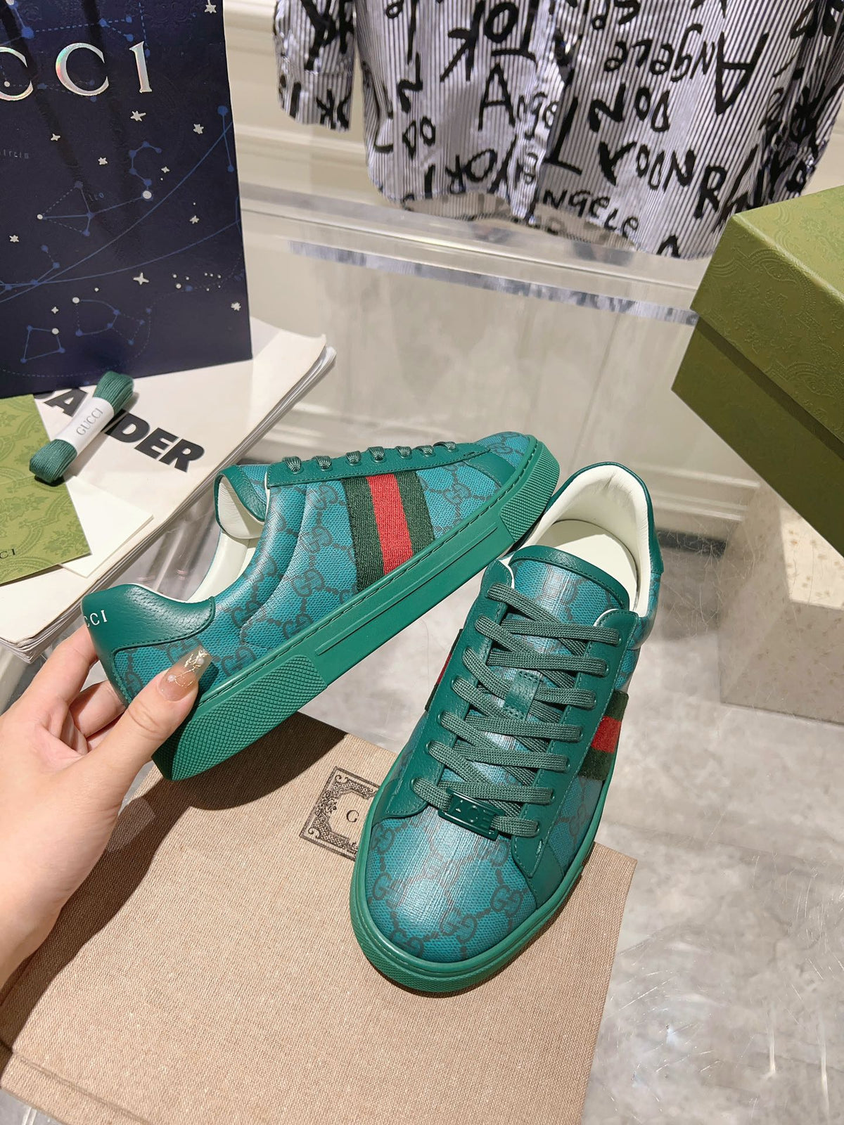 Gucci Ace Supreme Trainer Ocean Calfskin