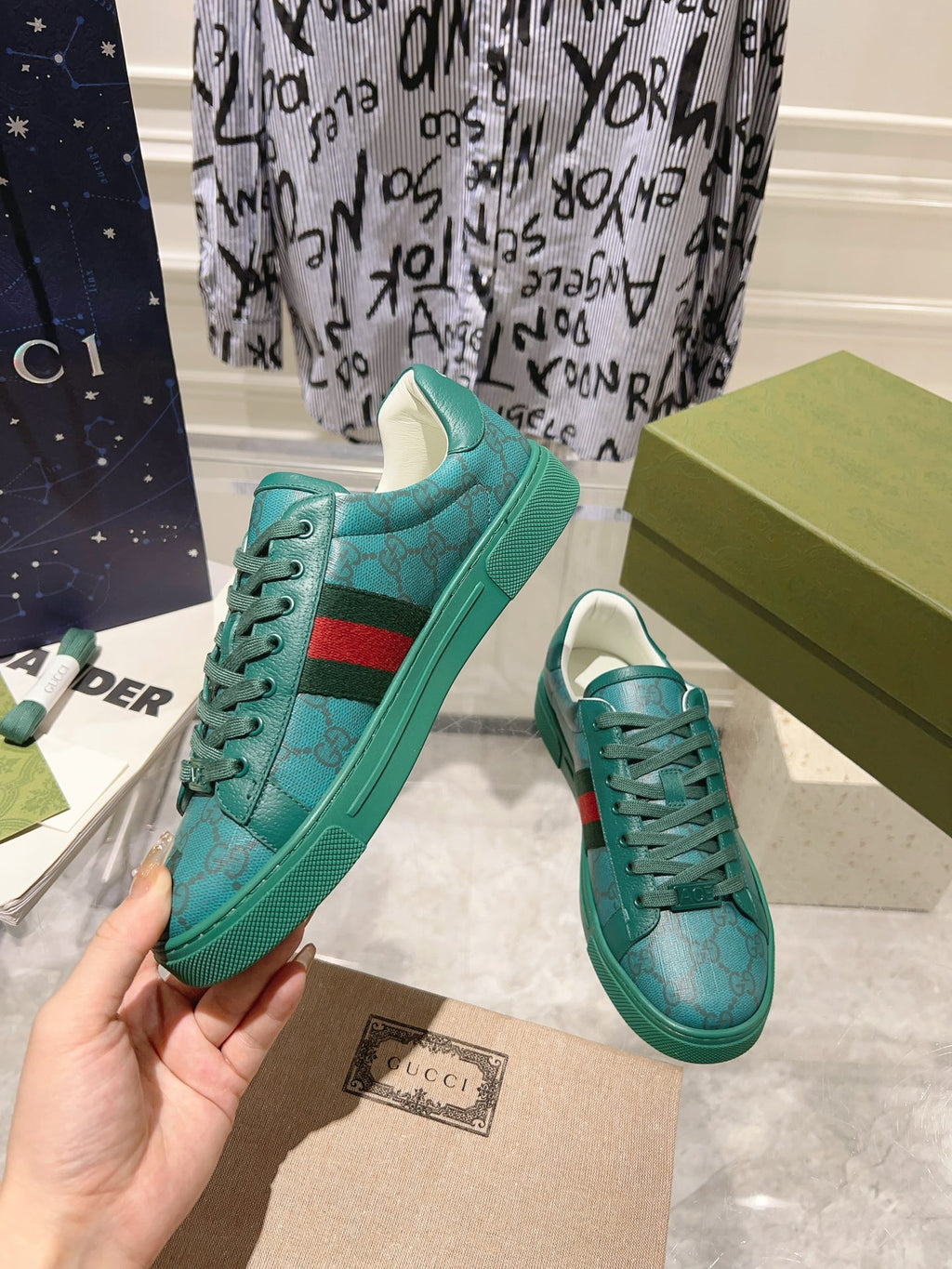 Gucci Ace Supreme Trainer Ocean Calfskin