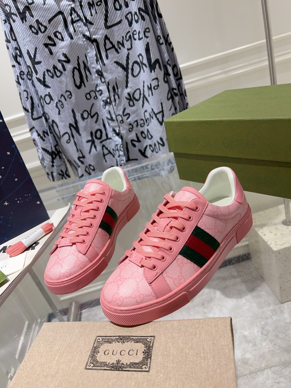 Gucci Ace Supreme Trainer Bright Pink Calfskin