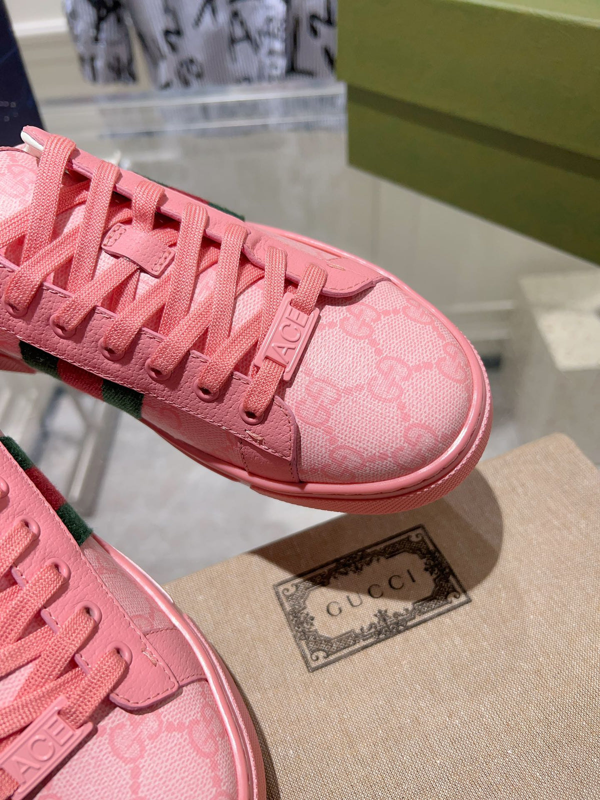 Gucci Ace Supreme Trainer Bright Pink Calfskin