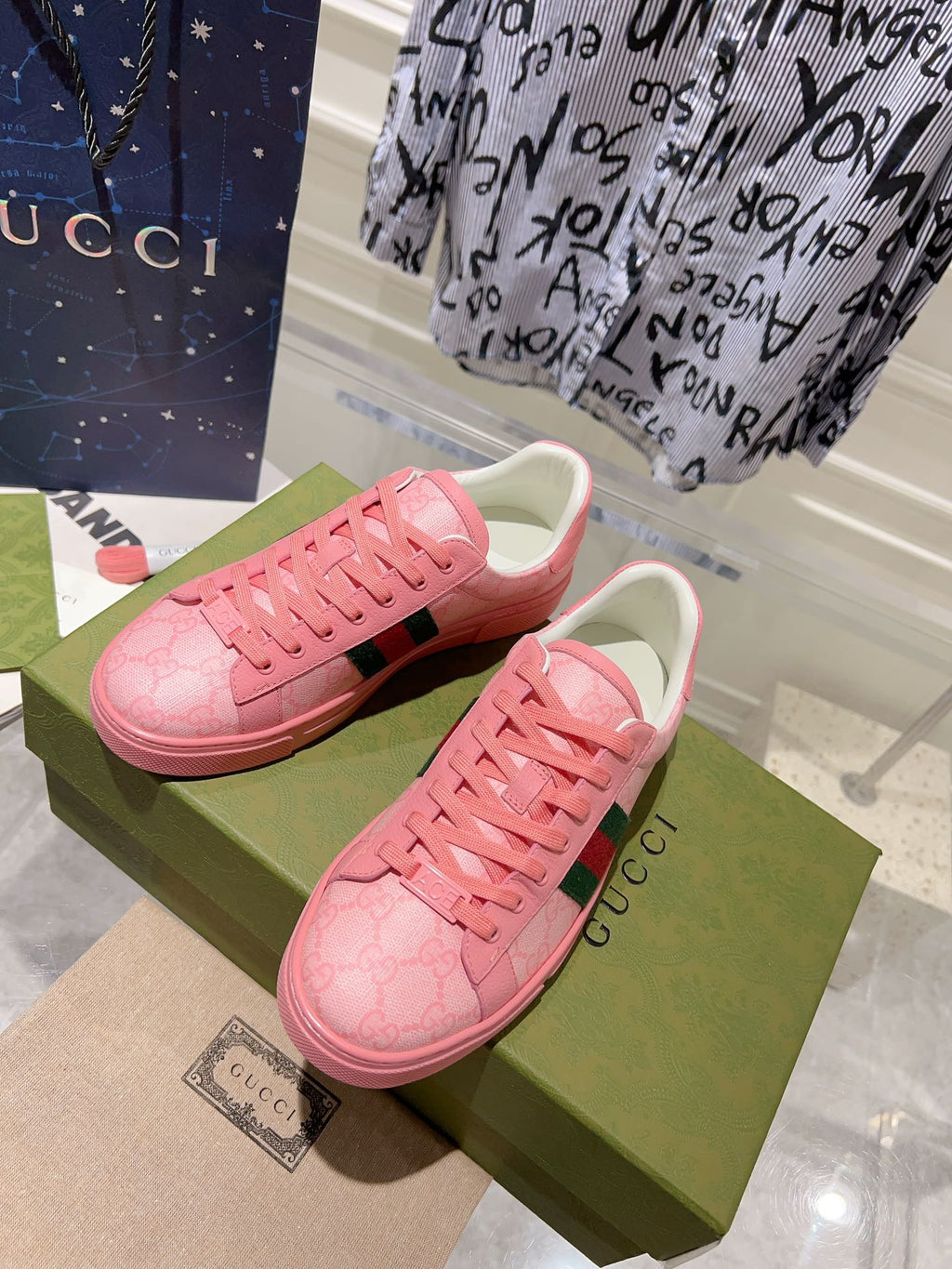 Gucci Ace Supreme Trainer Bright Pink Calfskin