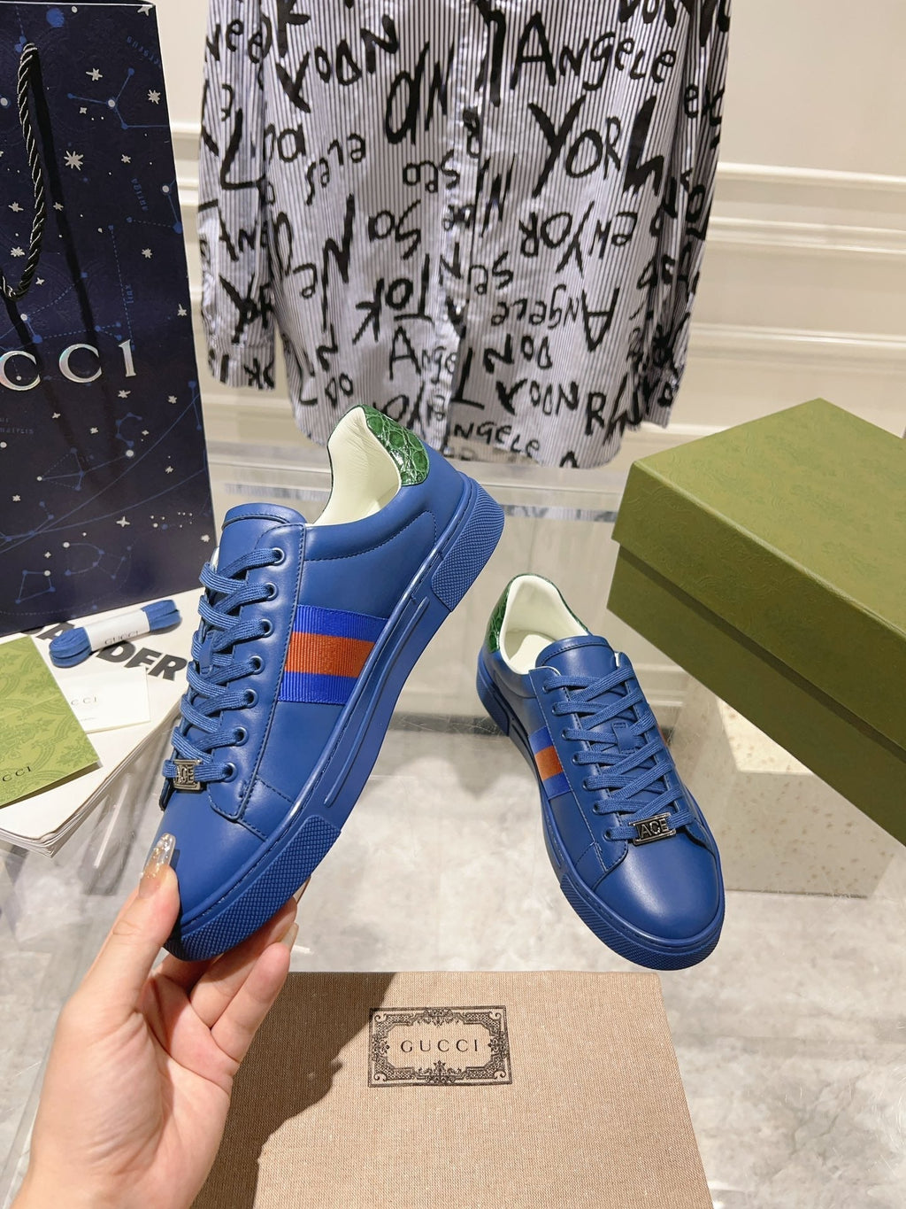 Gucci Ace Supreme Trainer Azure Calfskin