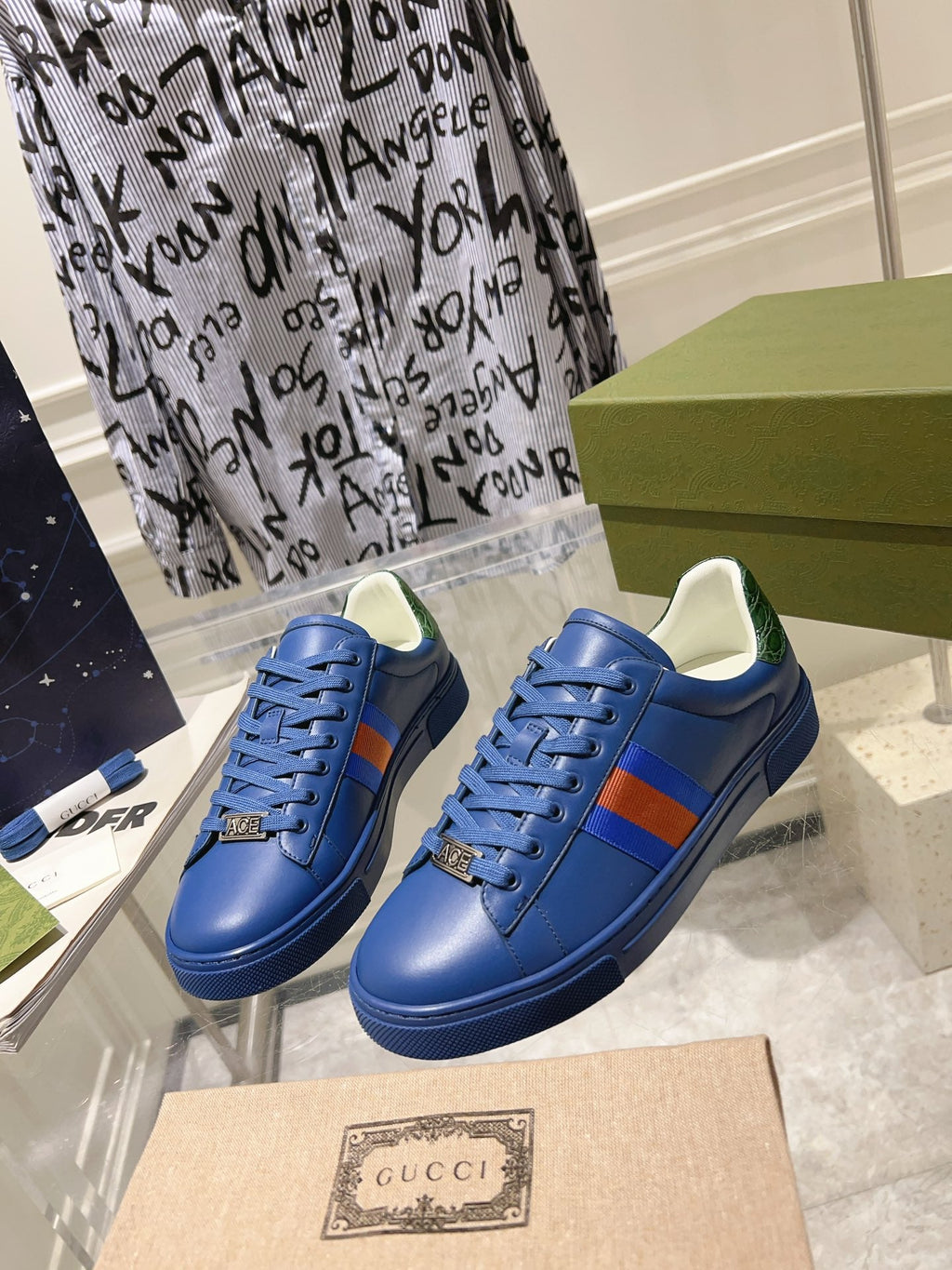 Gucci Ace Supreme Trainer Azure Calfskin