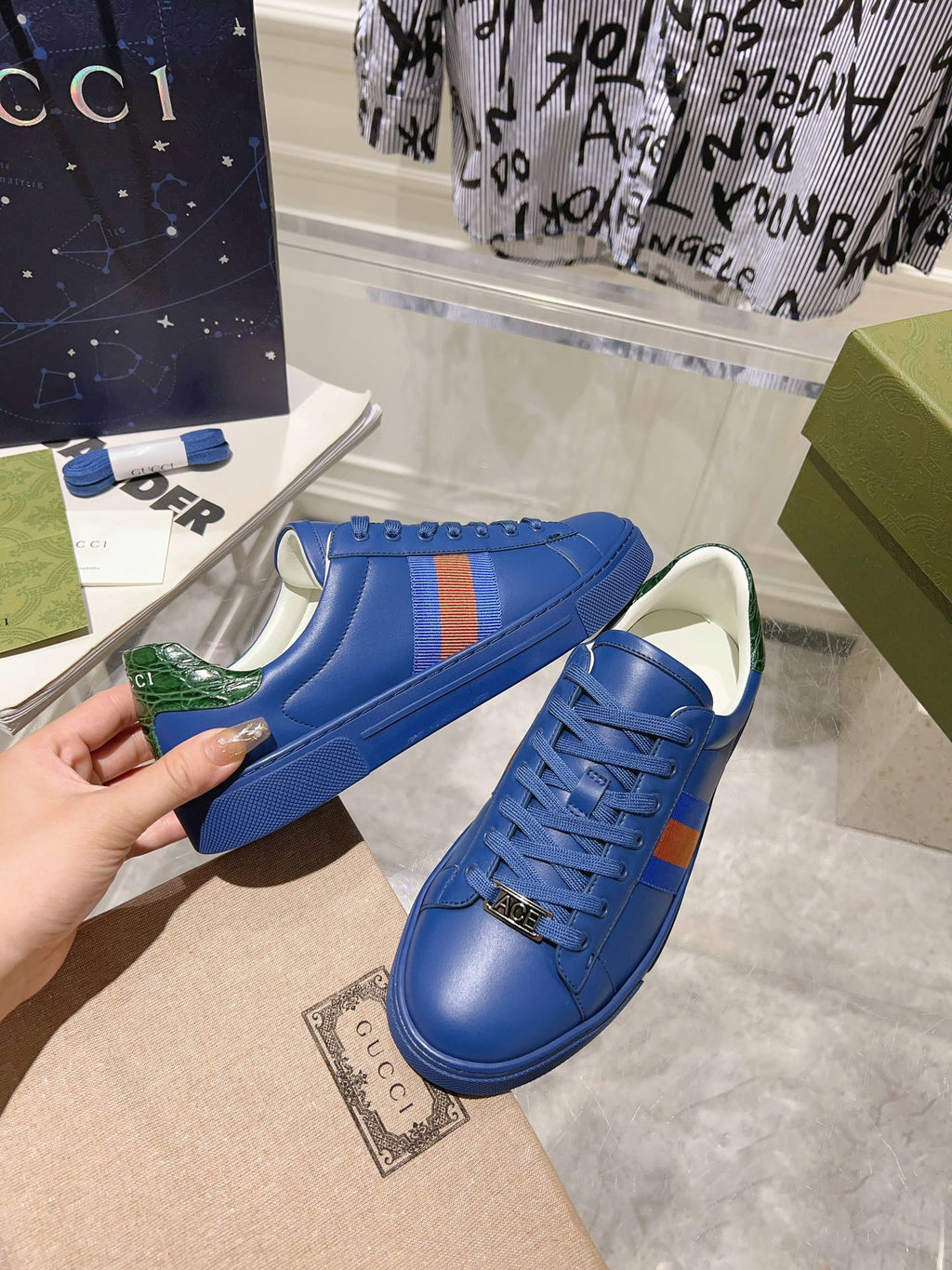 Gucci Ace Supreme Trainer Azure Calfskin
