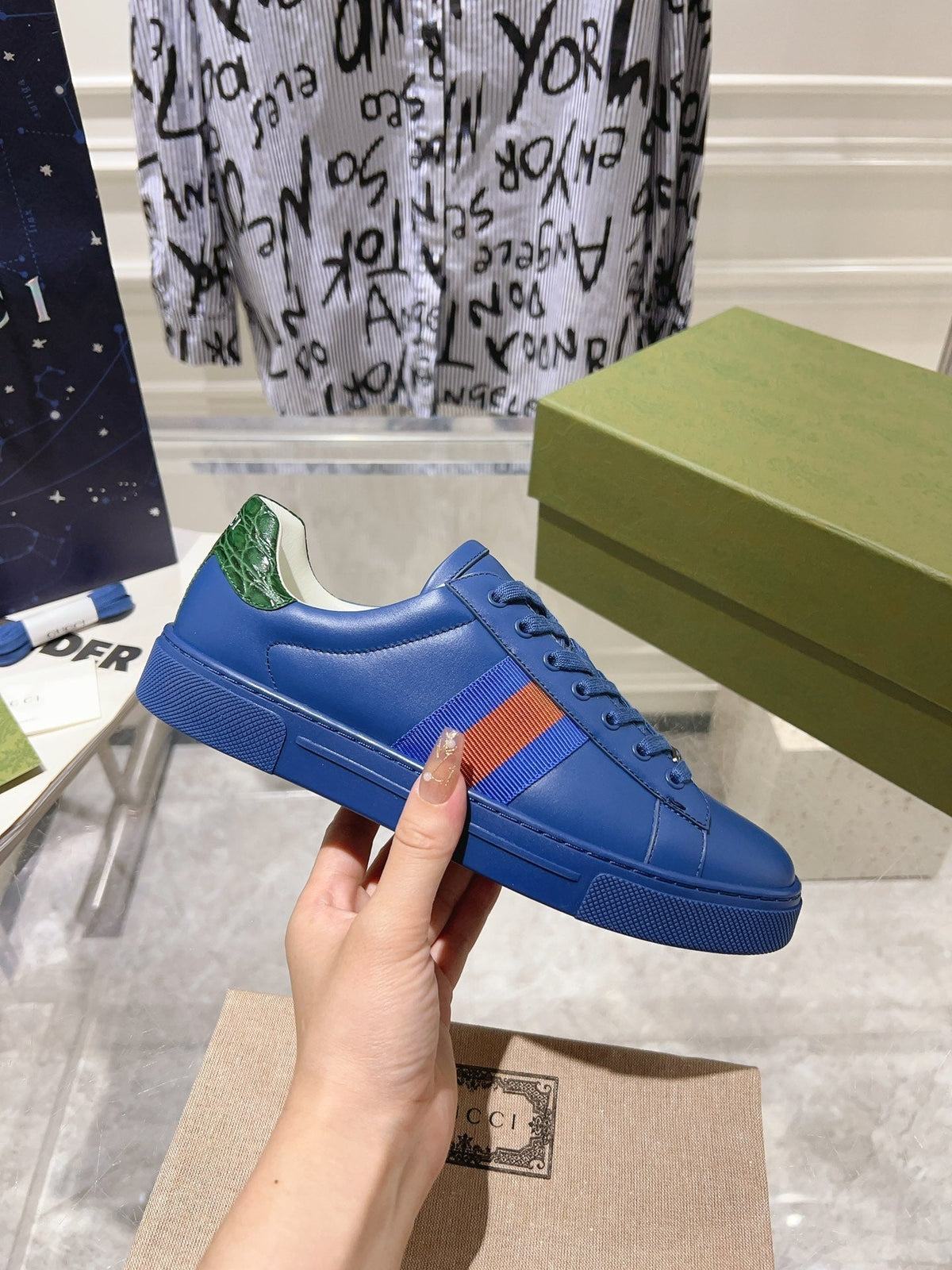Gucci Ace Supreme Trainer Azure Calfskin