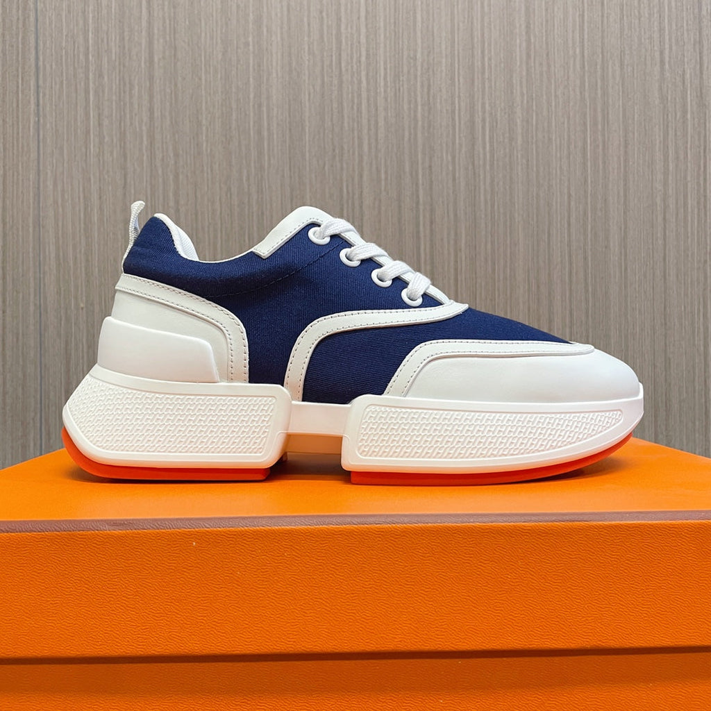 Hermes Giga Sneaker Navy Mix White Calfskin