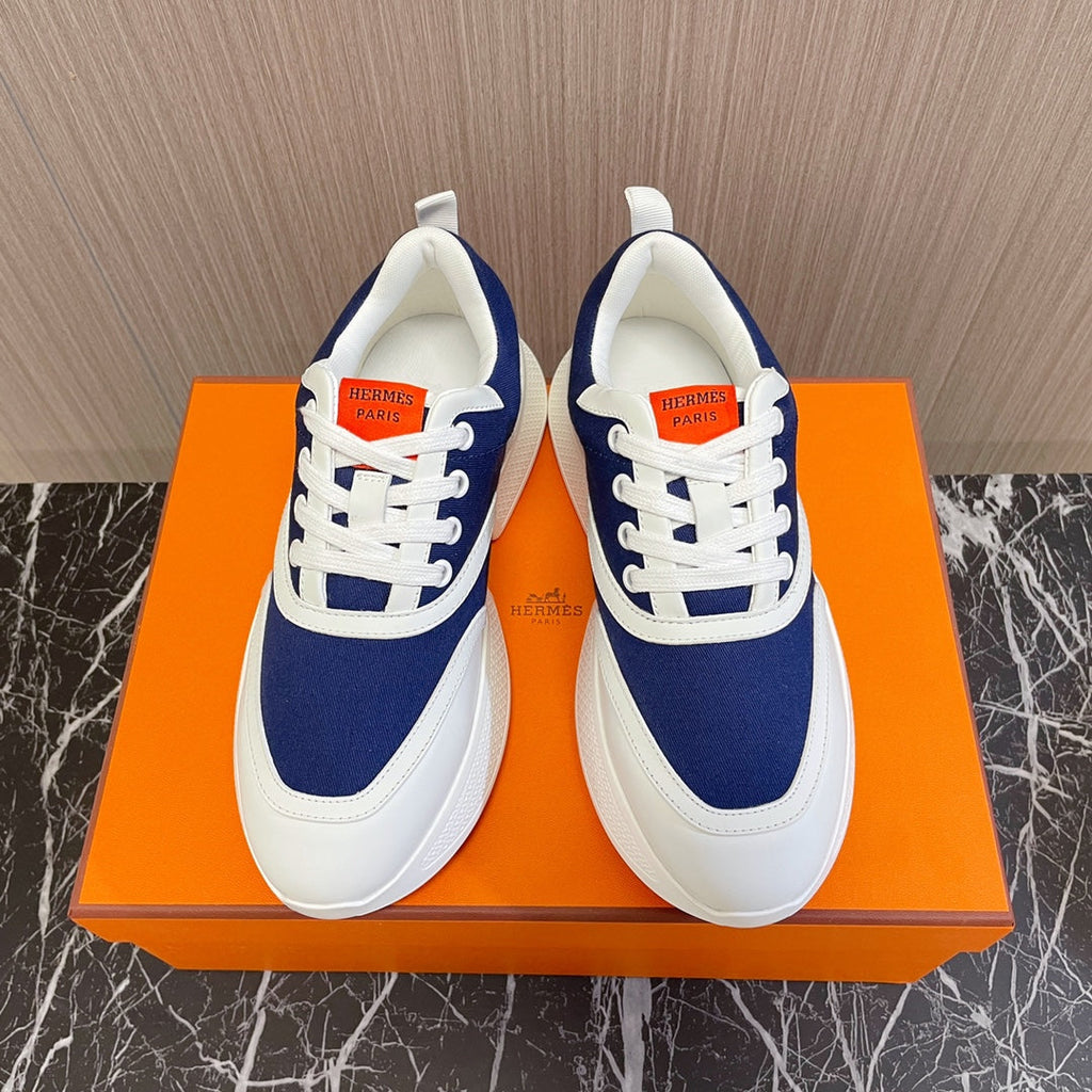 Hermes Giga Sneaker Navy Mix White Calfskin