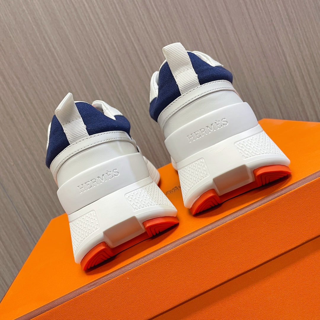 Hermes Giga Sneaker Navy Mix White Calfskin