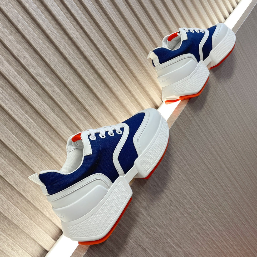 Hermes Giga Sneaker Navy Mix White Calfskin
