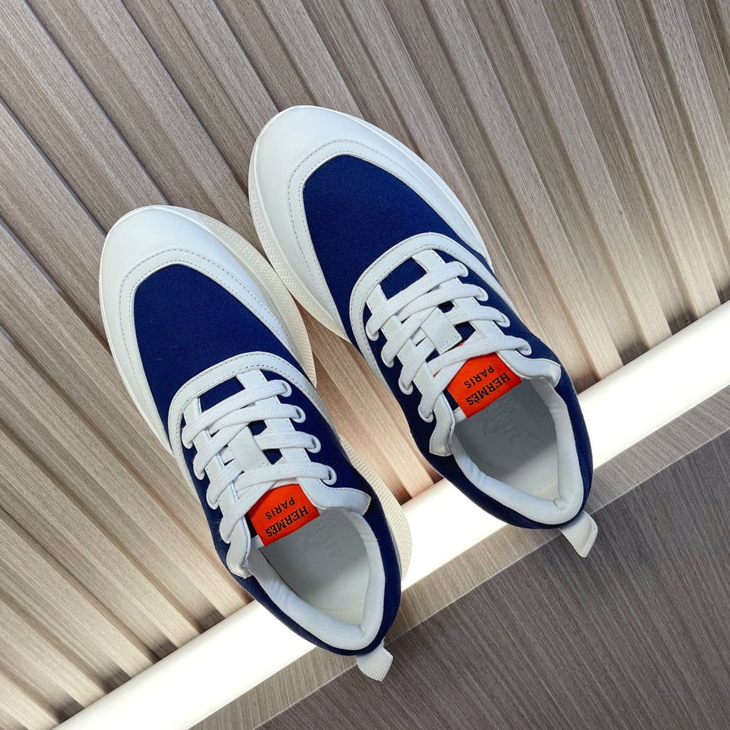 Hermes Giga Sneaker Navy Mix White Calfskin