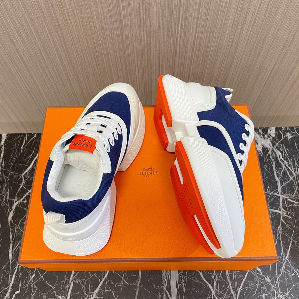 Hermes Giga Sneaker Navy Mix White Calfskin