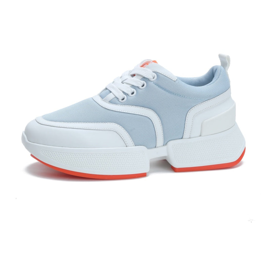 Hermes Giga Sneaker in Powder Blue Stitched Mesh and White Calfskin