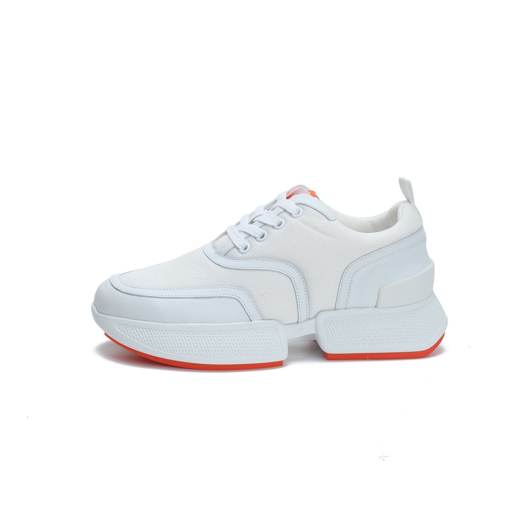 Hermes Giga Sneaker in White Cream Stitched Mesh and Calfskin