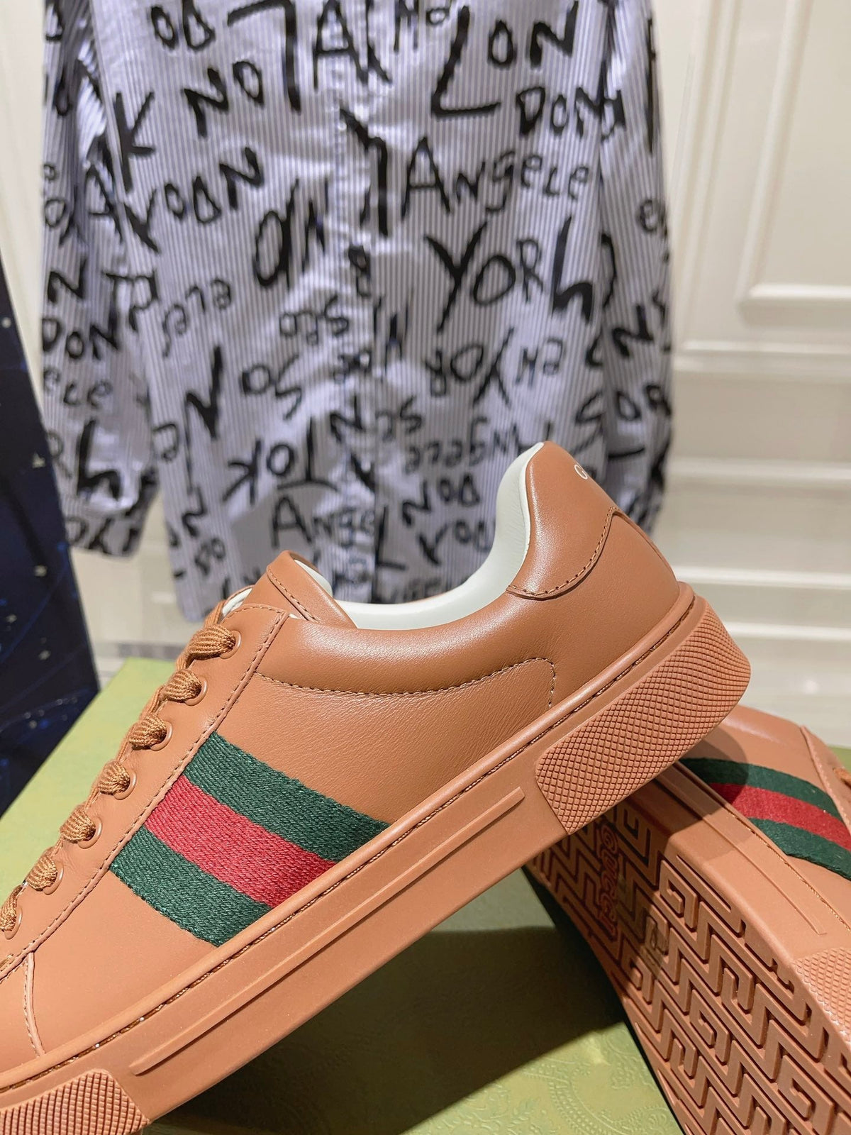 Gucci Ace Supreme Trainer Tawny Calfskin
