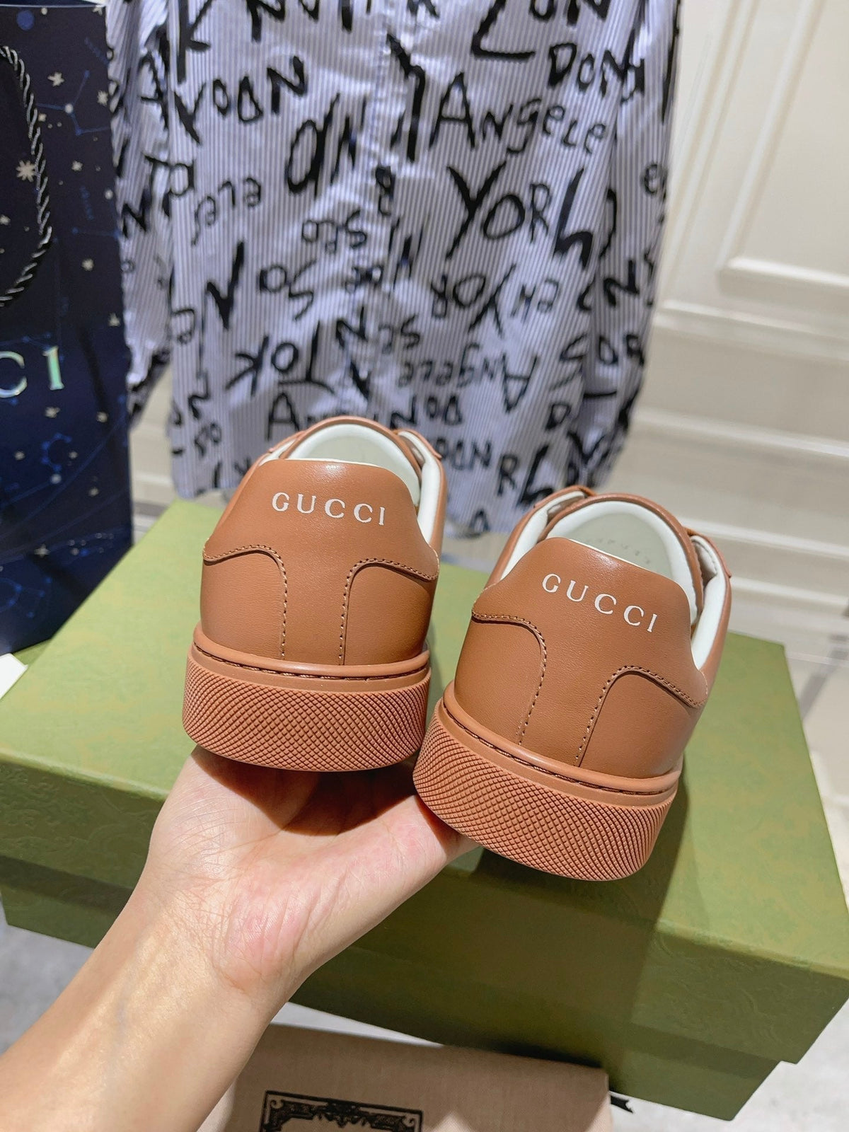 Gucci Ace Supreme Trainer Tawny Calfskin