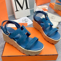 Hermes Havane 30 Sandal in Classic Blue Suede