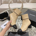 Chanel Mid-Heel Ankle Boots in Tortilla Brown Smooth Calfskin