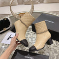 Chanel Mid-Heel Ankle Boots in Tortilla Brown Calfskin