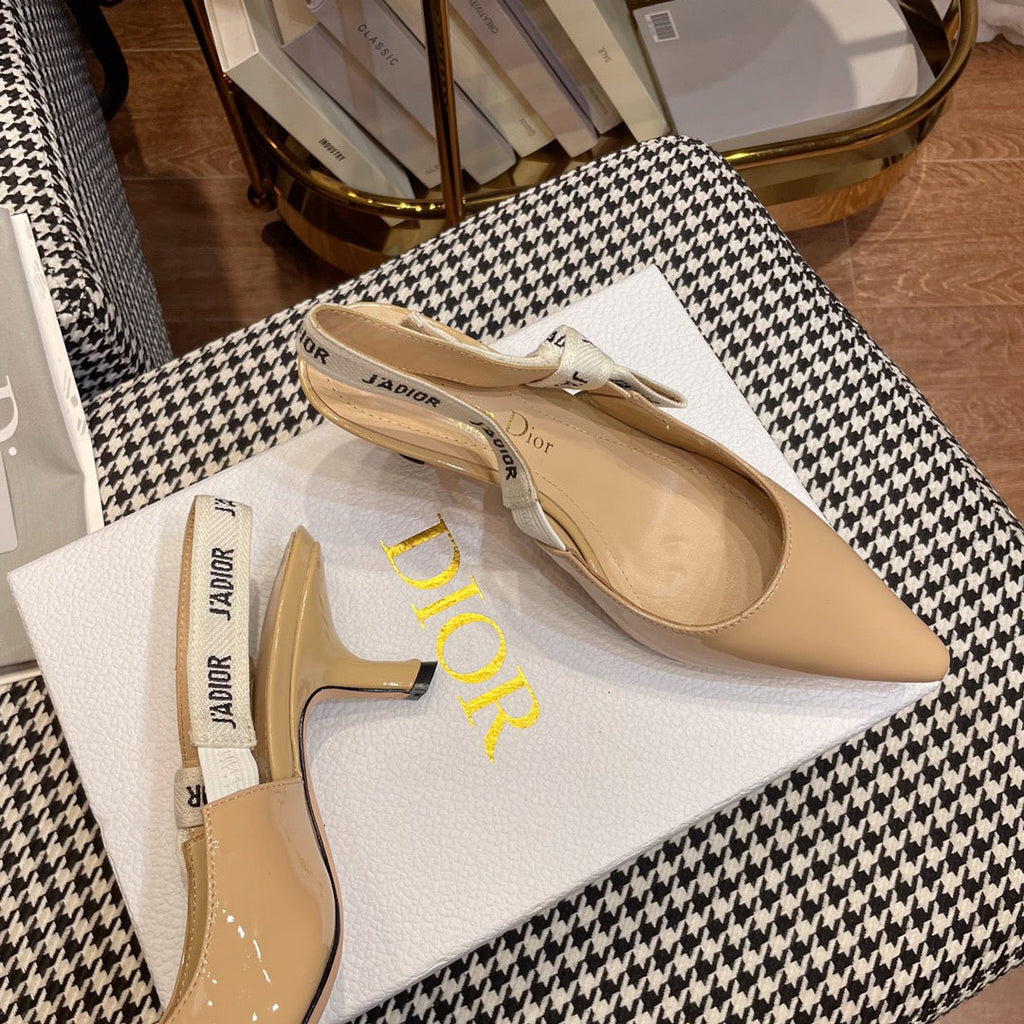 Dior J'A Slingback Pumps in Beige Calfskin