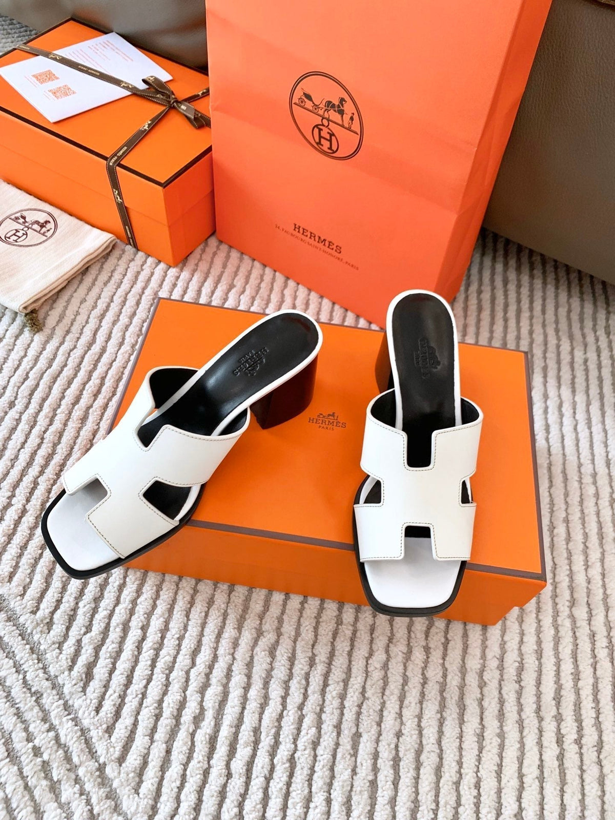 Hermes Helia 60 Sandal in White Calfskin