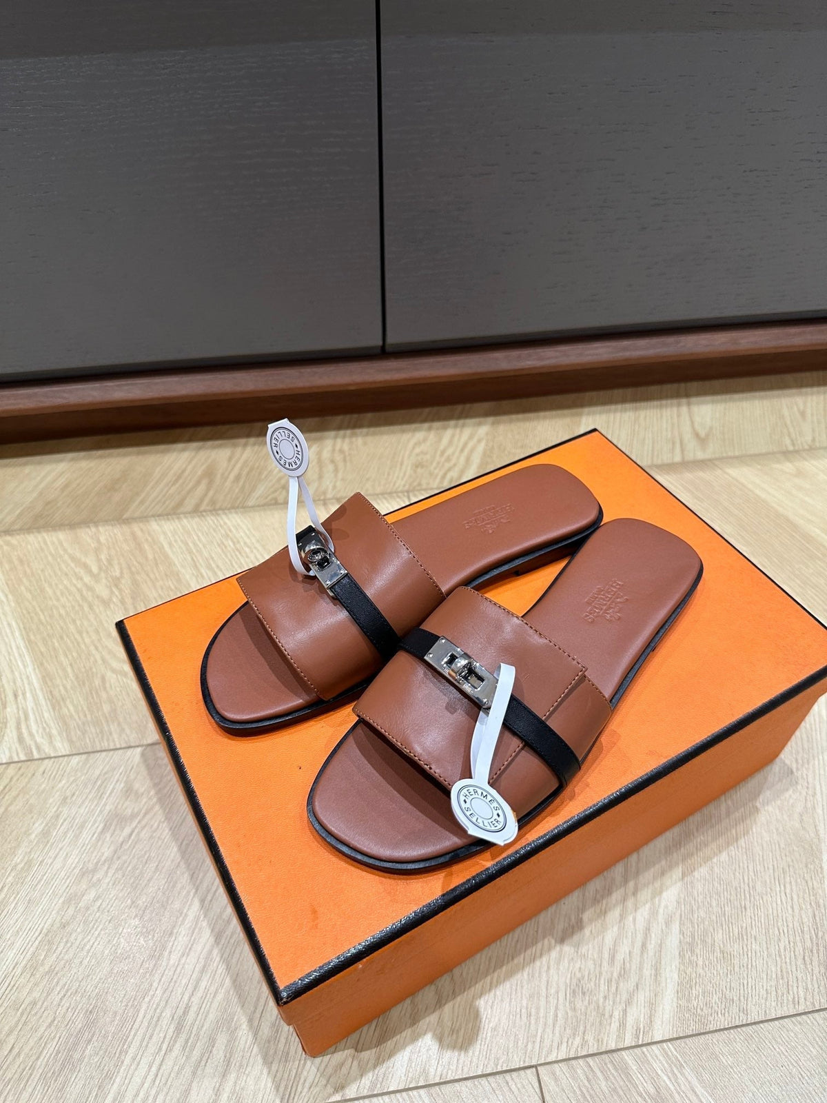 Hermes Gabriel Sandal Cinnamon Calfskin
