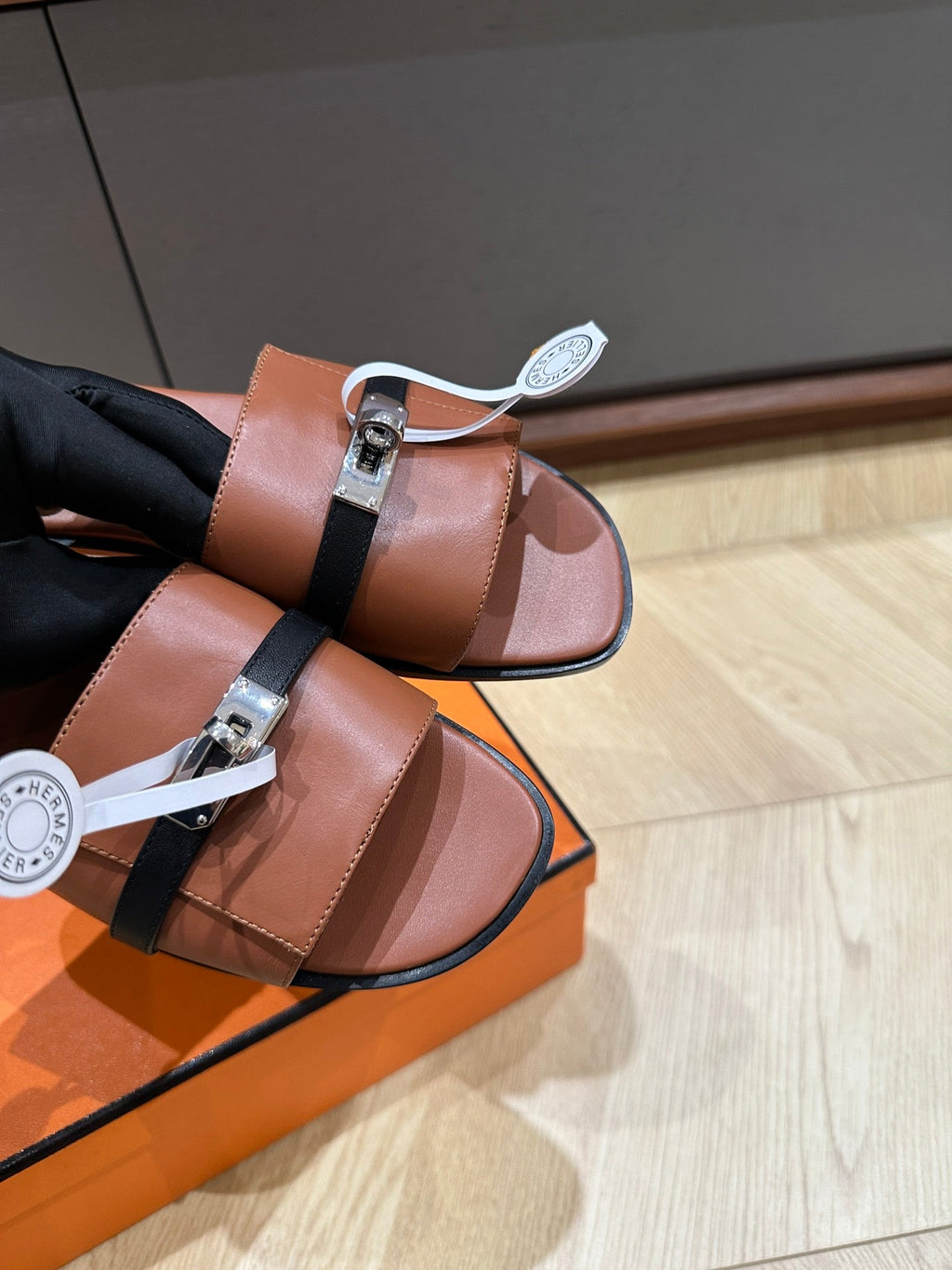 Hermes Gabriel Sandal Cinnamon Calfskin