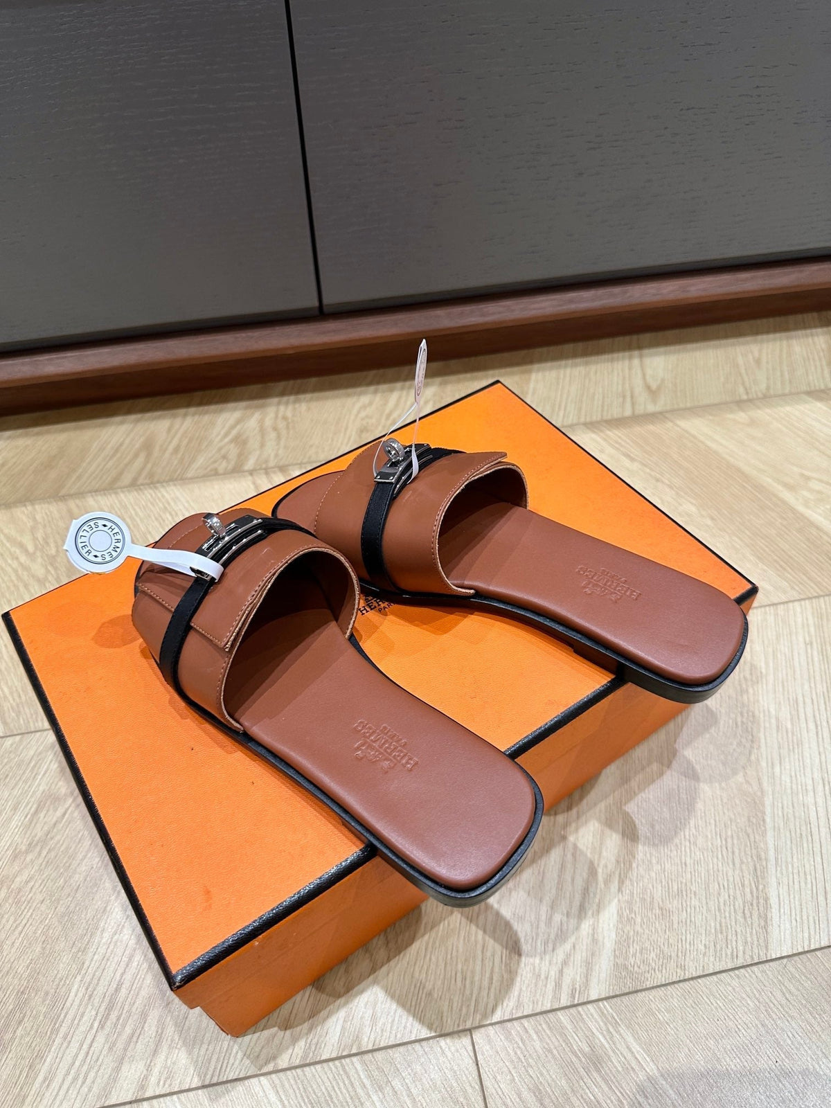 Hermes Gabriel Sandal Cinnamon Calfskin