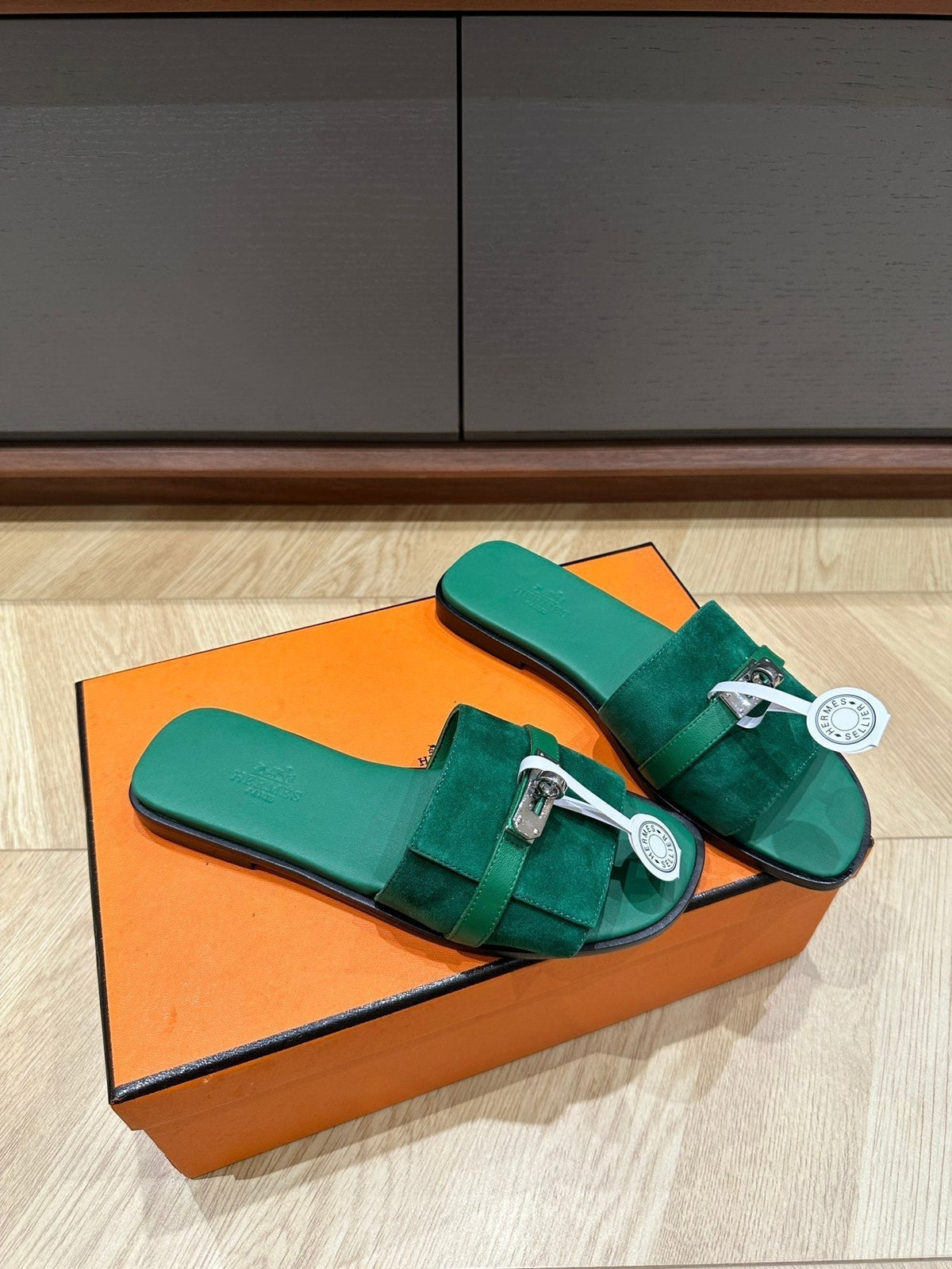 Hermes Gabriel Sandal Ocean Suede