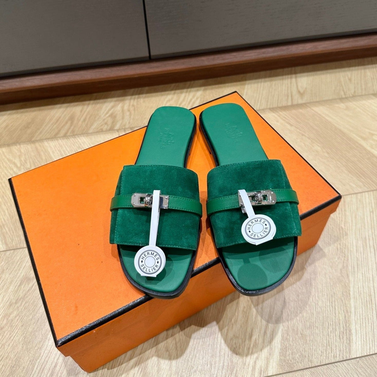 Hermes Gabriel Sandal Ocean Suede
