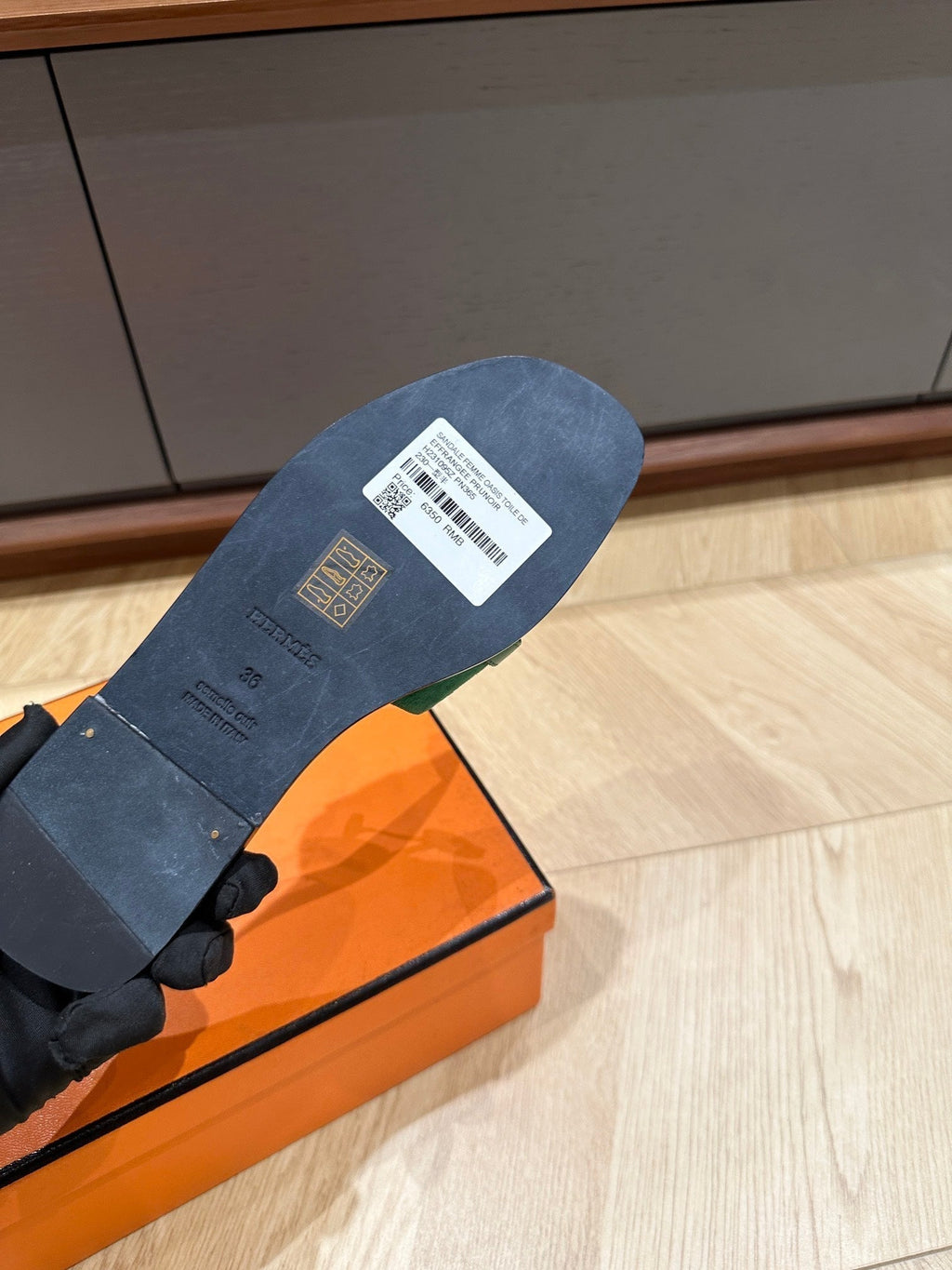 Hermes Gabriel Sandal Ocean Suede