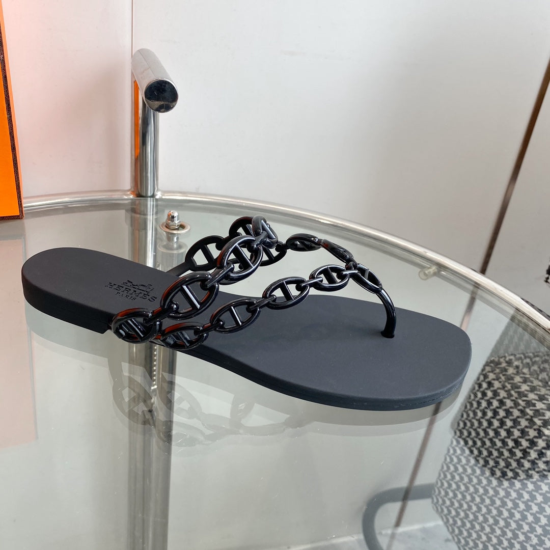 Hermes Island Sandal Black Pvc Waterproof
