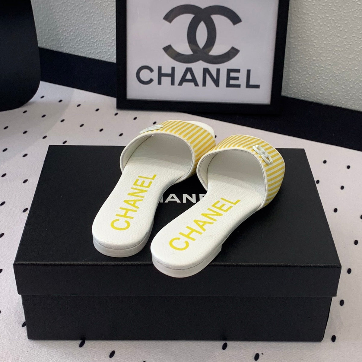 Chanel Mules Yellow Lambskin