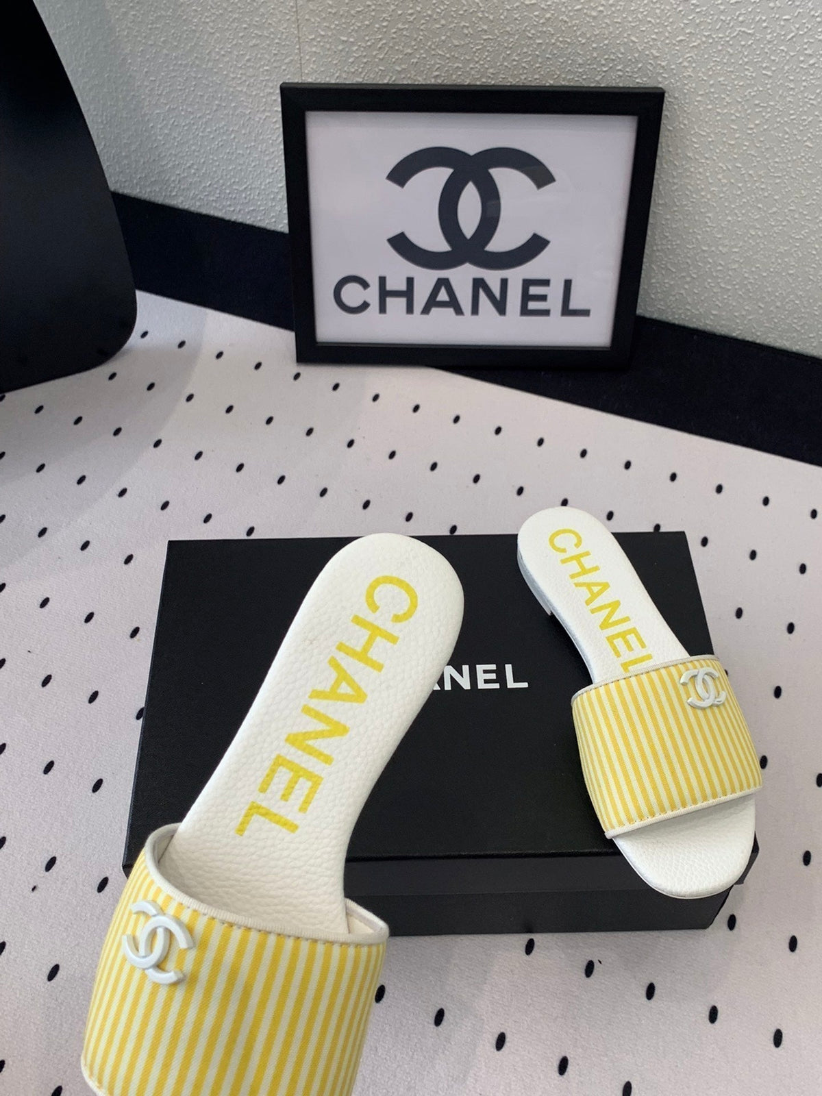 Chanel Mules Yellow Lambskin