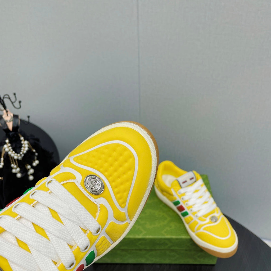 Gucci Screener with Web Neoprene Low Top Sneakers Yellow