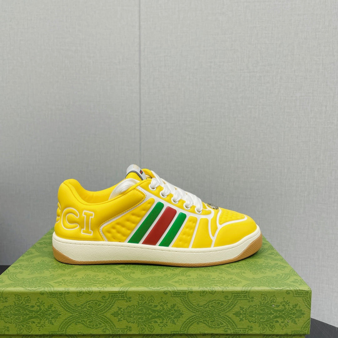 Gucci Screener with Web Neoprene Low Top Sneakers Yellow