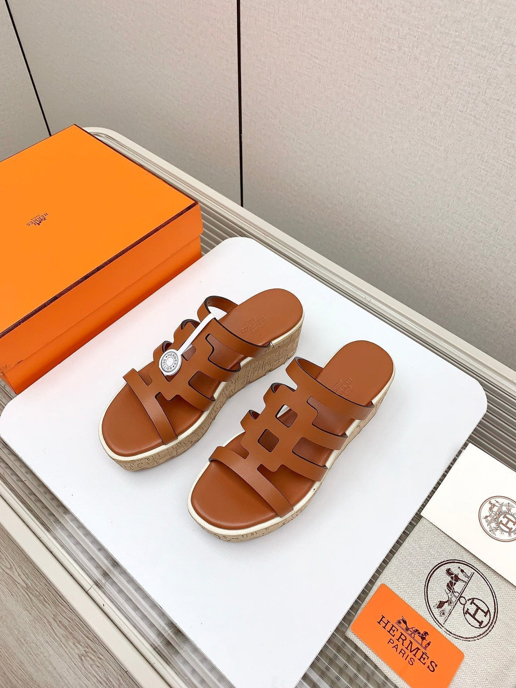 Hermes Isabella 30 Sandal in Bronze Brown Calfskin