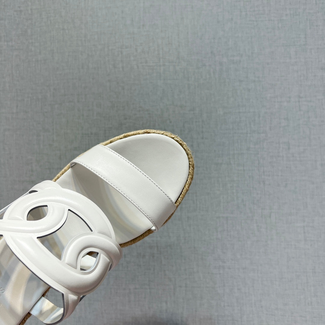 Hermes Ithea 80 Espadrille White Calfskin