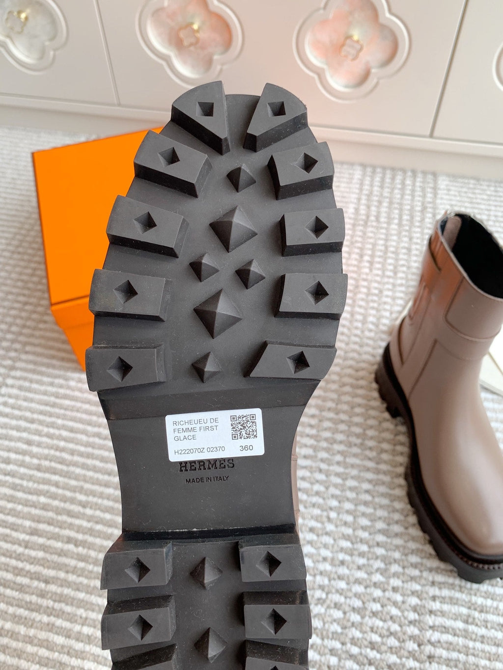 Hermes Jaime Ankle Boot in Cedar Brown Calfskin