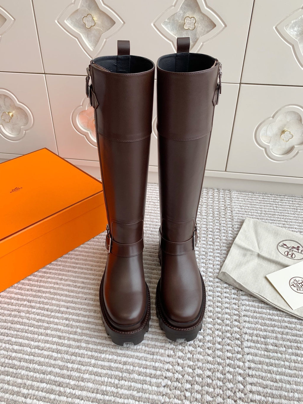 Hermes Jaime Boot in Chocolate Brown Calfskin