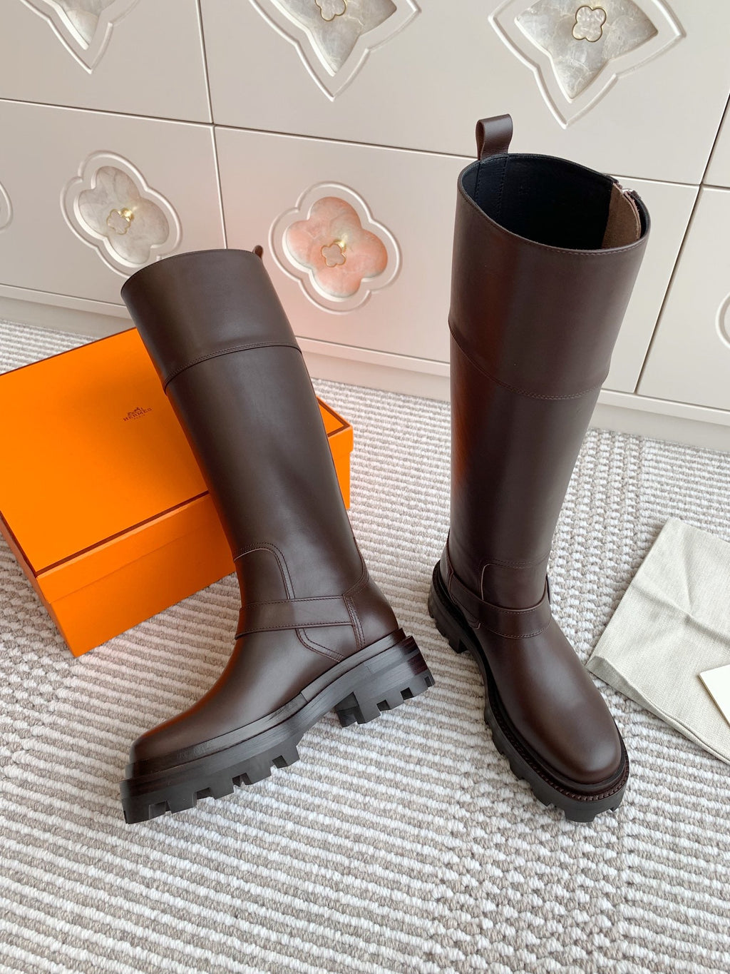 Hermes Jaime Boot in Chocolate Brown Calfskin