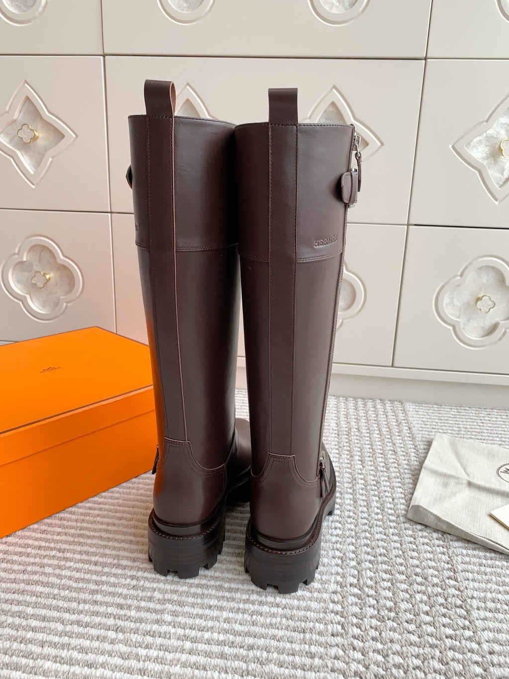 Hermes Jaime Boot in Chocolate Brown Calfskin